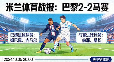 米兰体育战报：巴黎2-2马赛